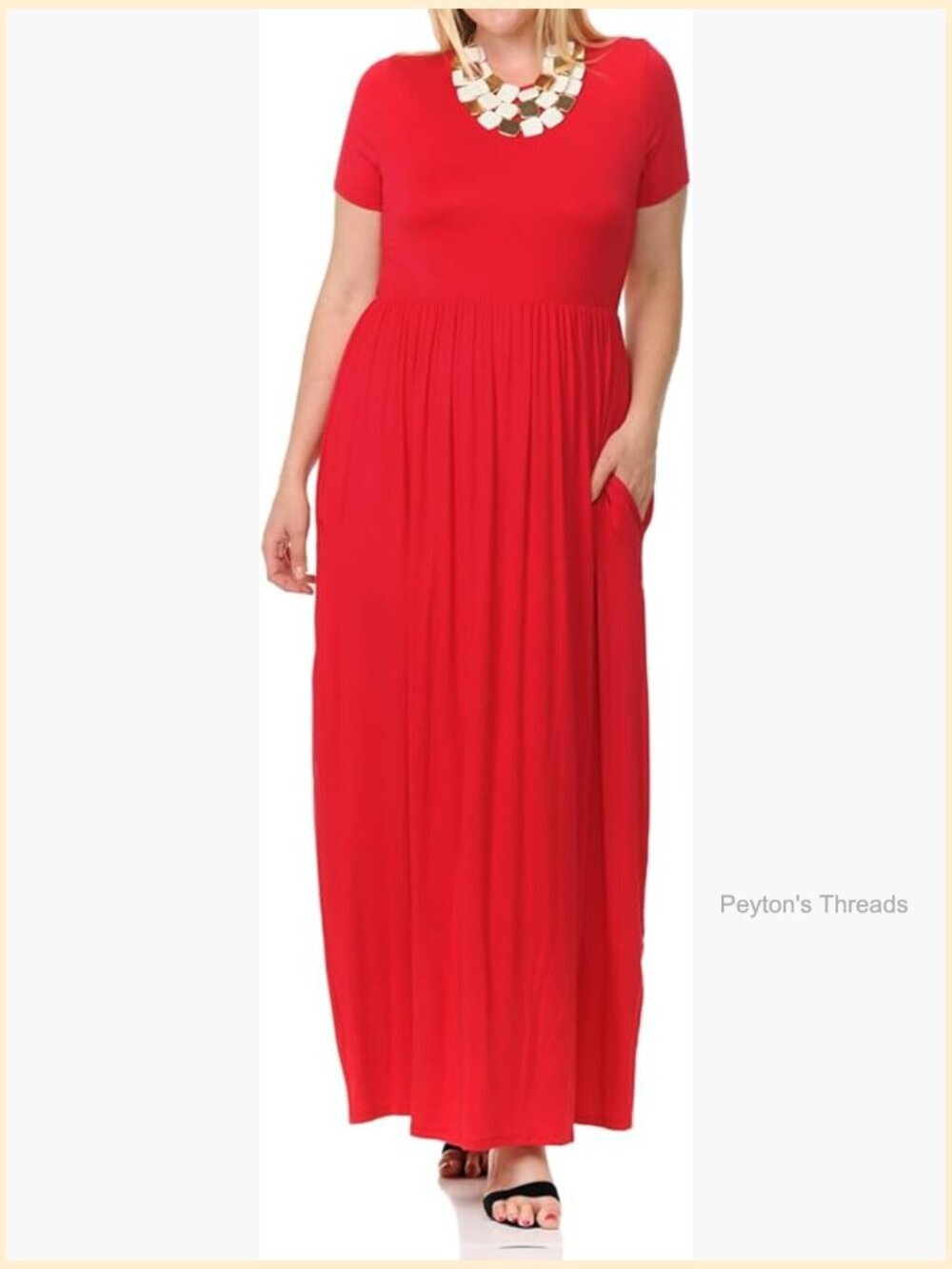 Plus Size Short Sleeve Maxi Dress with Pockets Casual